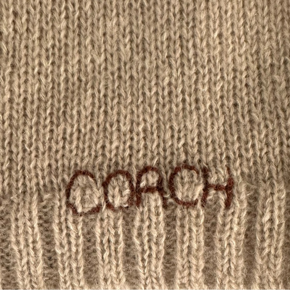 Coach Daisy Embroidered Intarsia Beige Mohair Wool Crew Neck Sweater Size M - Picture 4 of 8